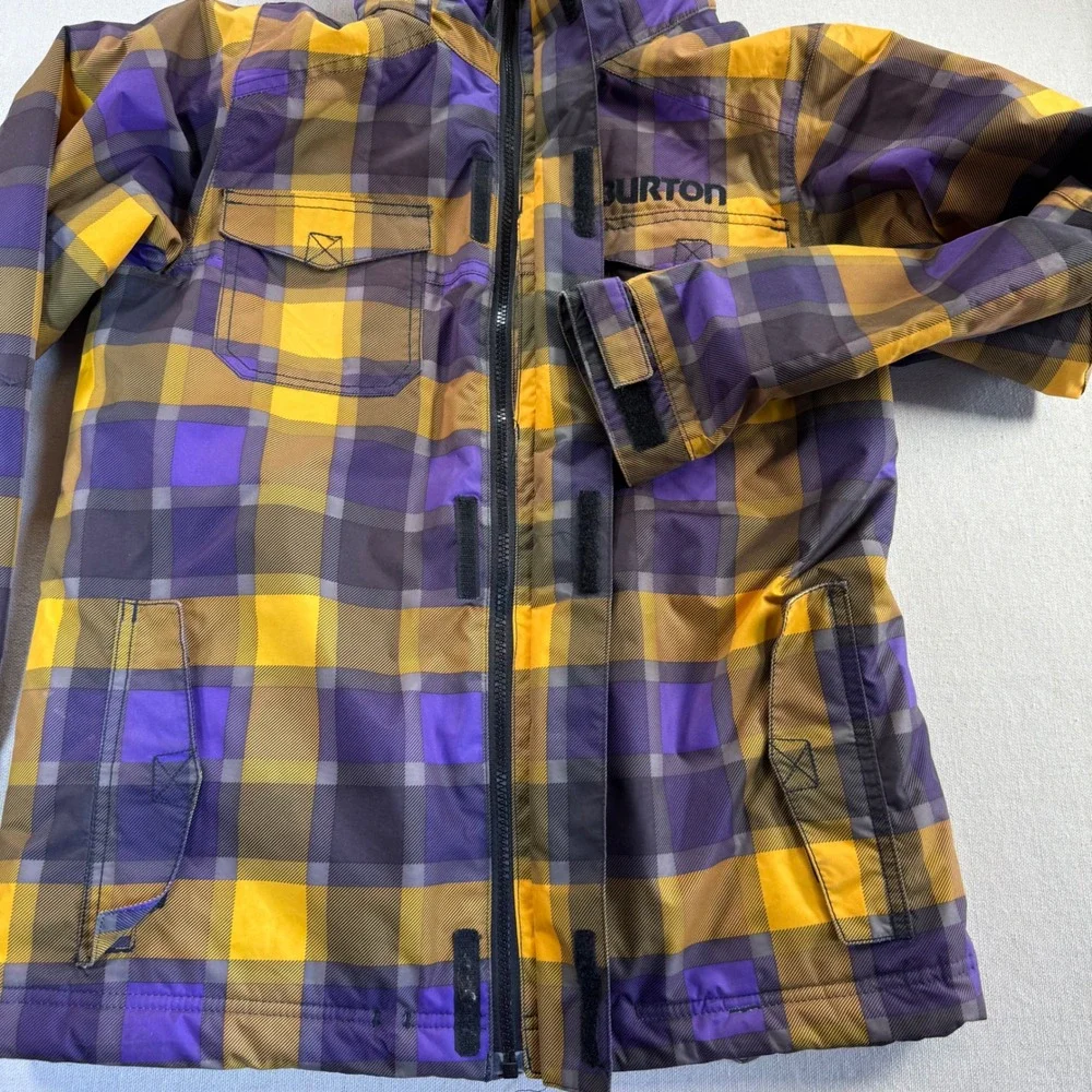 Burton Dryride Girls Large 14/16 Snowboard Chittagong Jacket Purple Yellow Plaid